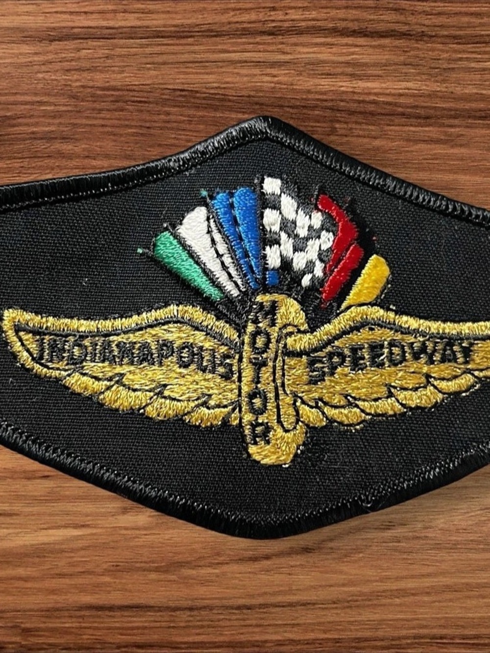 Indianapolis Motor Speedway Winged Wheel Racing Flags Patch 4.5”